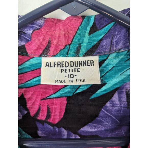 Vtg 80s Blouse 10 Petite Tropical Hawaiian Colorful Shoulder Pads Granny Kitsch - Picture 4 of 6